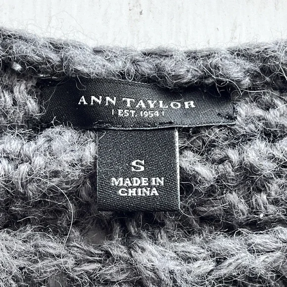 Ann Taylor Loft Womens Cardigan Sweater SZ S Wool Alpaca Blend Grey Cable Knit - Picture 6 of 9